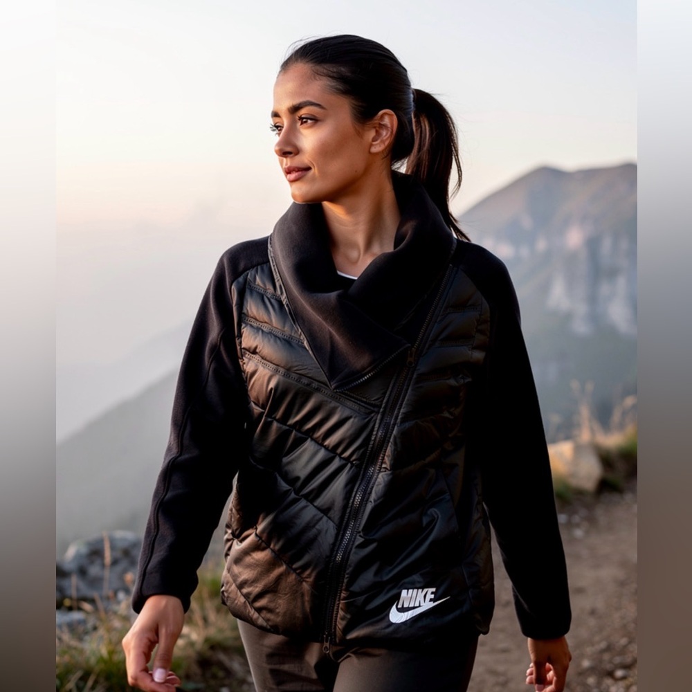 Nike 'Aeroloft' Tech Fleece & Down Jacket - Black - Size medium